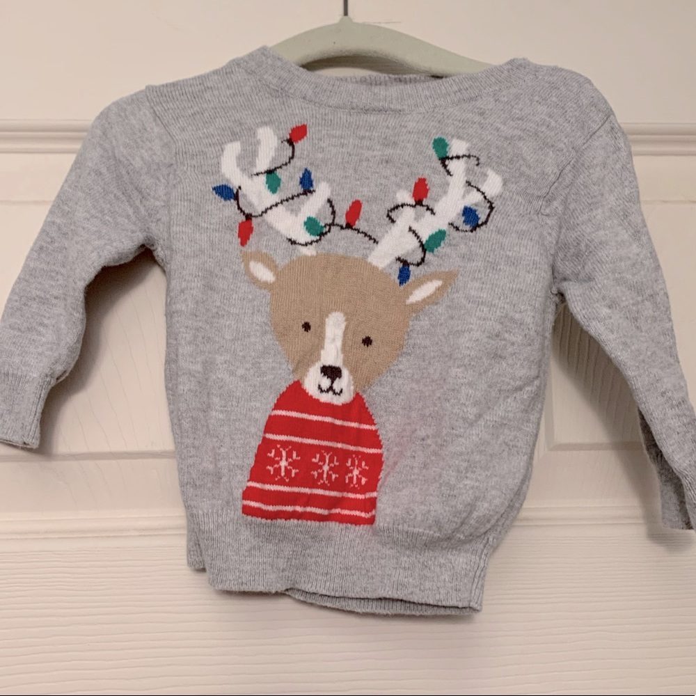 Cotton Reindeer Christmas Sweater 0-3